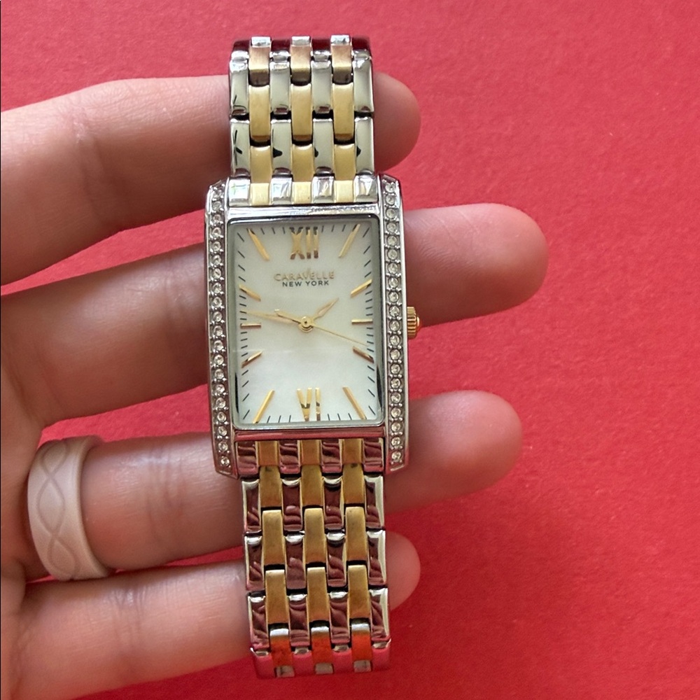 Caravelle New York Two-Tone Crystal Accent Women’s Watch - Gold & Silver